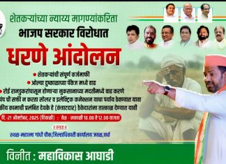 शेतकऱ्यांच्या प्रश्नांवर महाविकास आघाडीचे मंगळवारी धरने